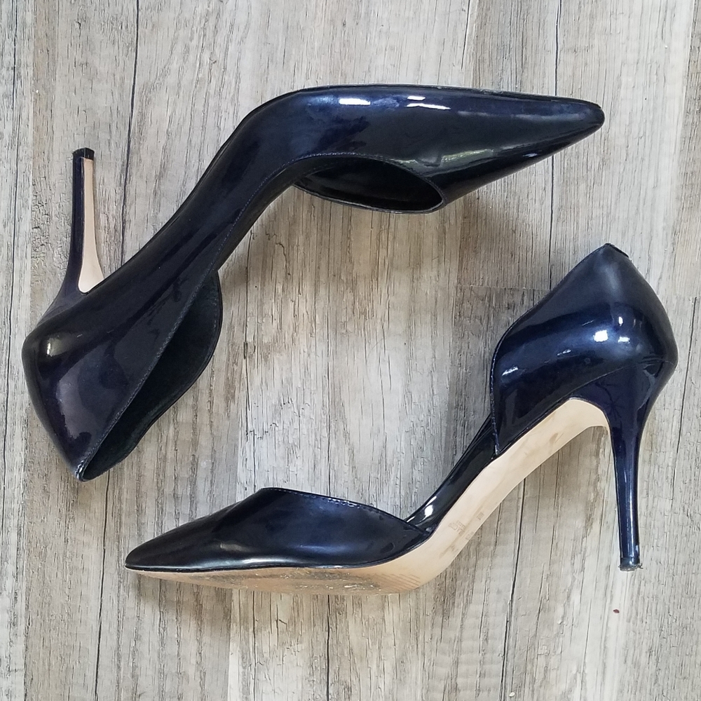 WHBM Ella dark navy patent leather look stilettos